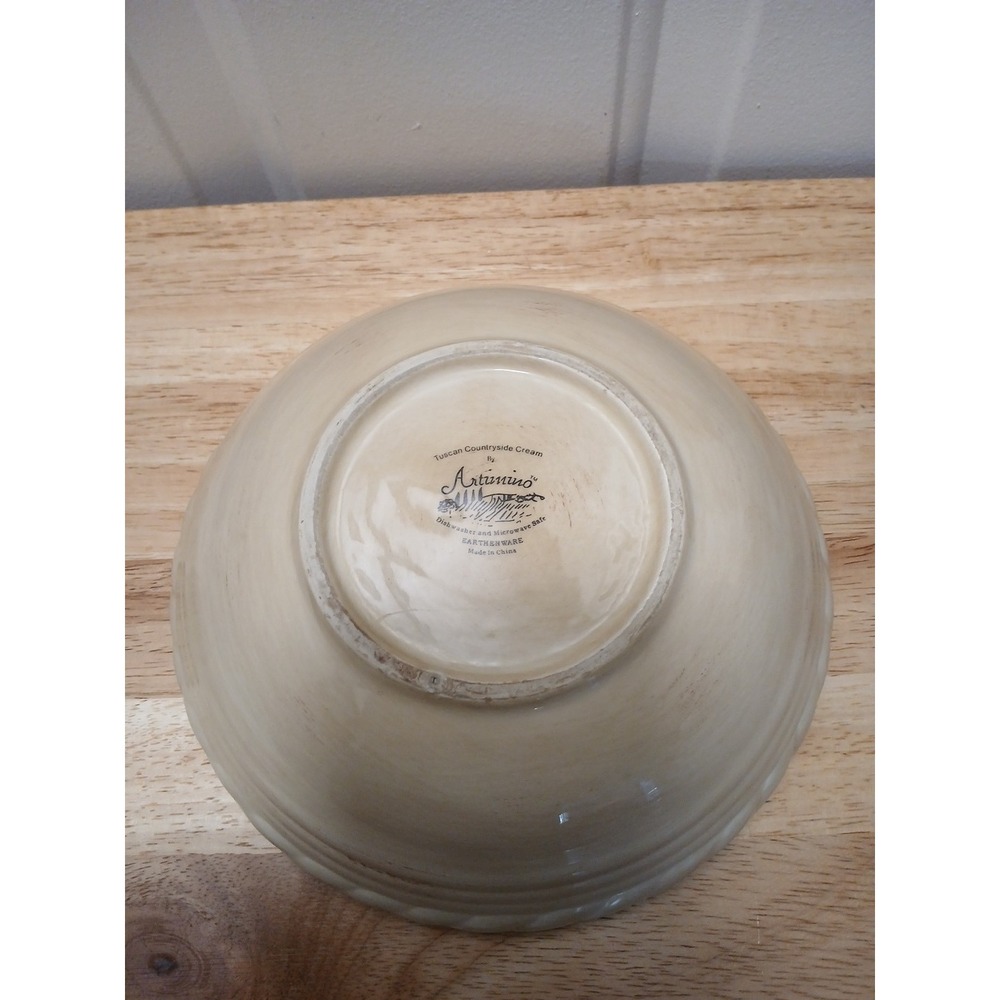 Artimino Tuscan Countryside Cream Earthenware Bowl 8 Inch Cereal Bowl Salad Bowl - Picture 4 of 7